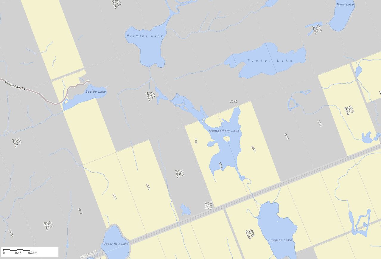 Crown Land Map of Montgomery Lake in Municipality of Huntsville and the District of Muskoka